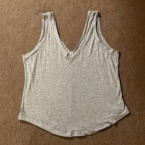 Free People Movement Henry Tank Top Heather Gray Flowy Active Double V-Neck M